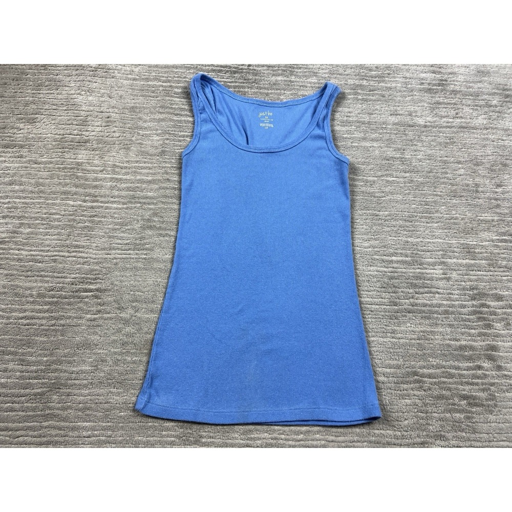 Just‎ Be Tank Top Womens Medium Blue Sleeveless Ribbed Cotton Blend